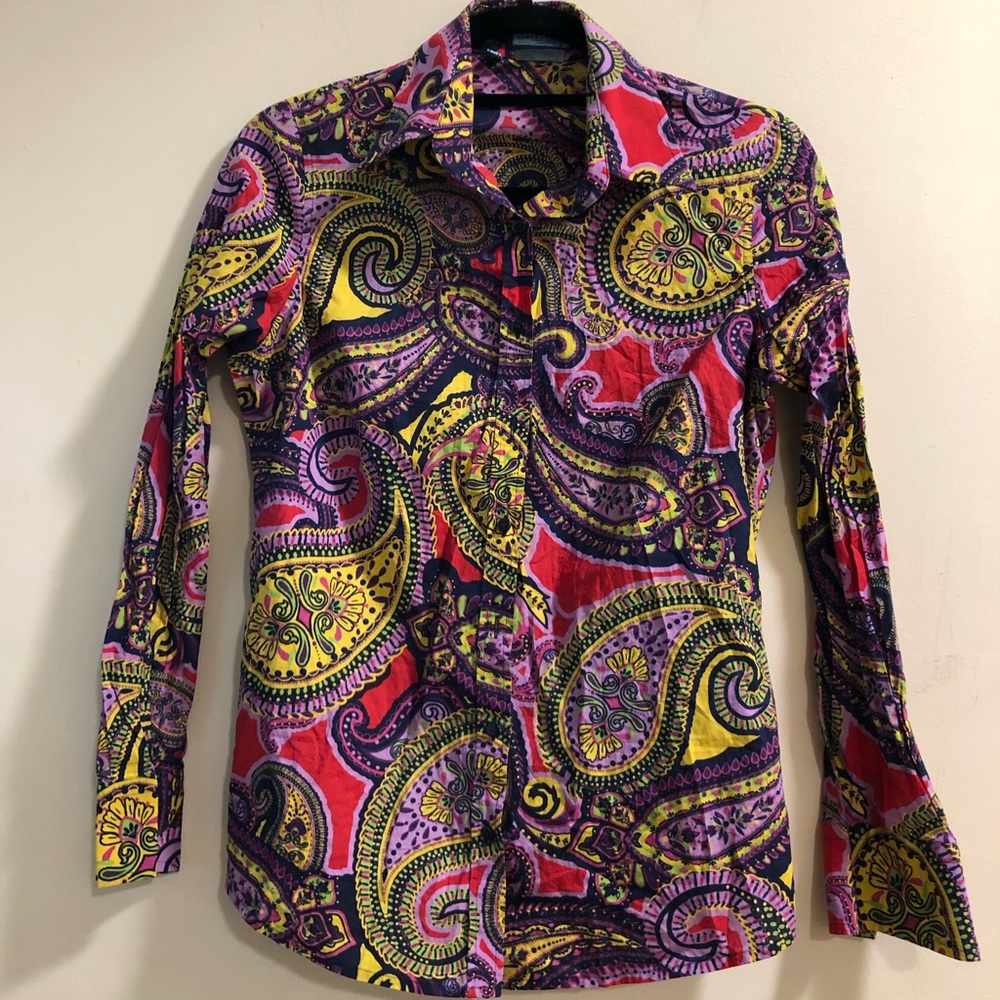 Hawes & Curtis colorful paisley long sleeve button down shirt | US 8 | medium